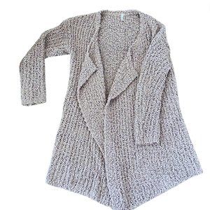 Casual Solid Long Crochet Style Beige Cardigan Overcoat Comfy and Cozy